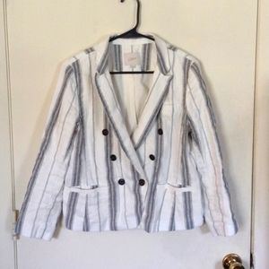 Double-breasted cropped striped blazer